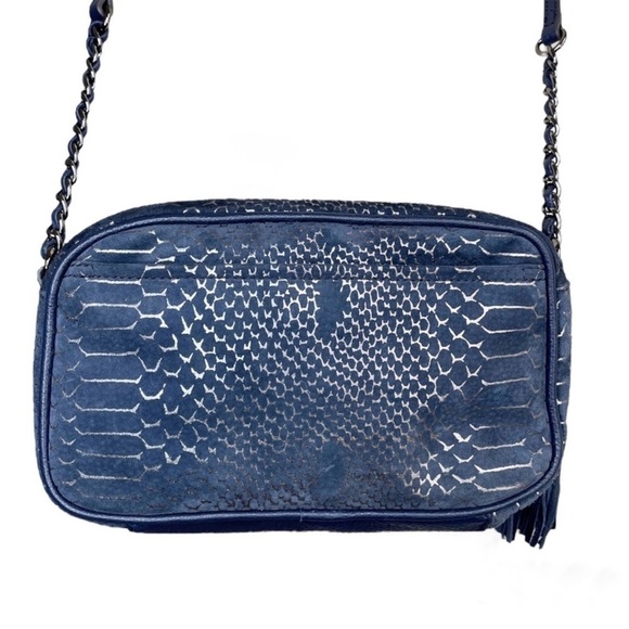 AIMEE KESTENBERG Blue Suede Snake Print Crossbody - Picture 3 of 11